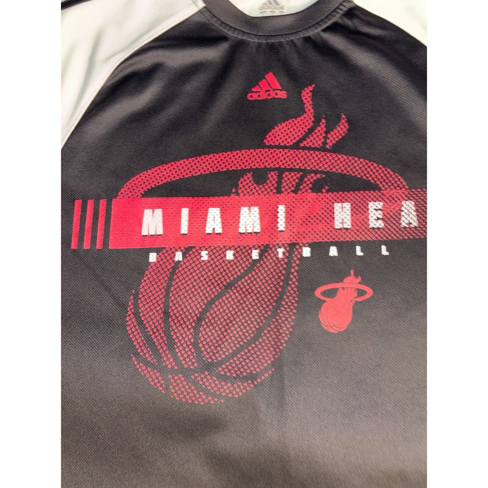 Miami Heat Adidas Jersey Basketball Mens Small‎ Black White Mesh Crew Neck Logo - Picture 3 of 6